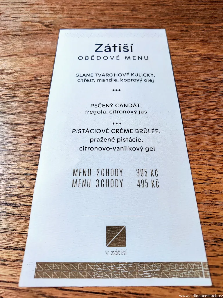 Reštaurácia V Zátiší: obedové menu. Reštaurácia V Zátiší: obedové menu.