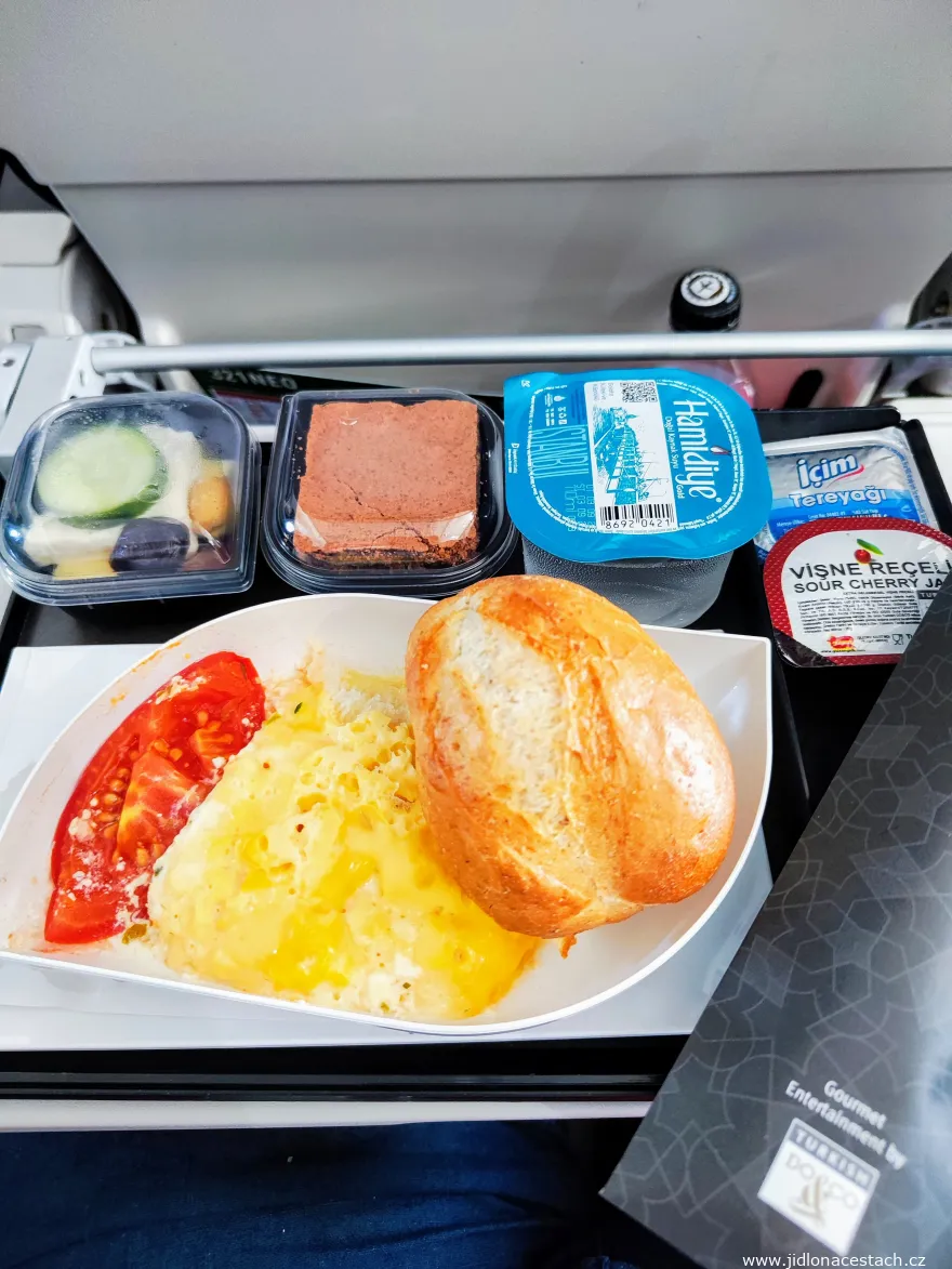 Turkish Airlines in-flight menu: breakfast. Turkish Airlines in-flight menu: breakfast.