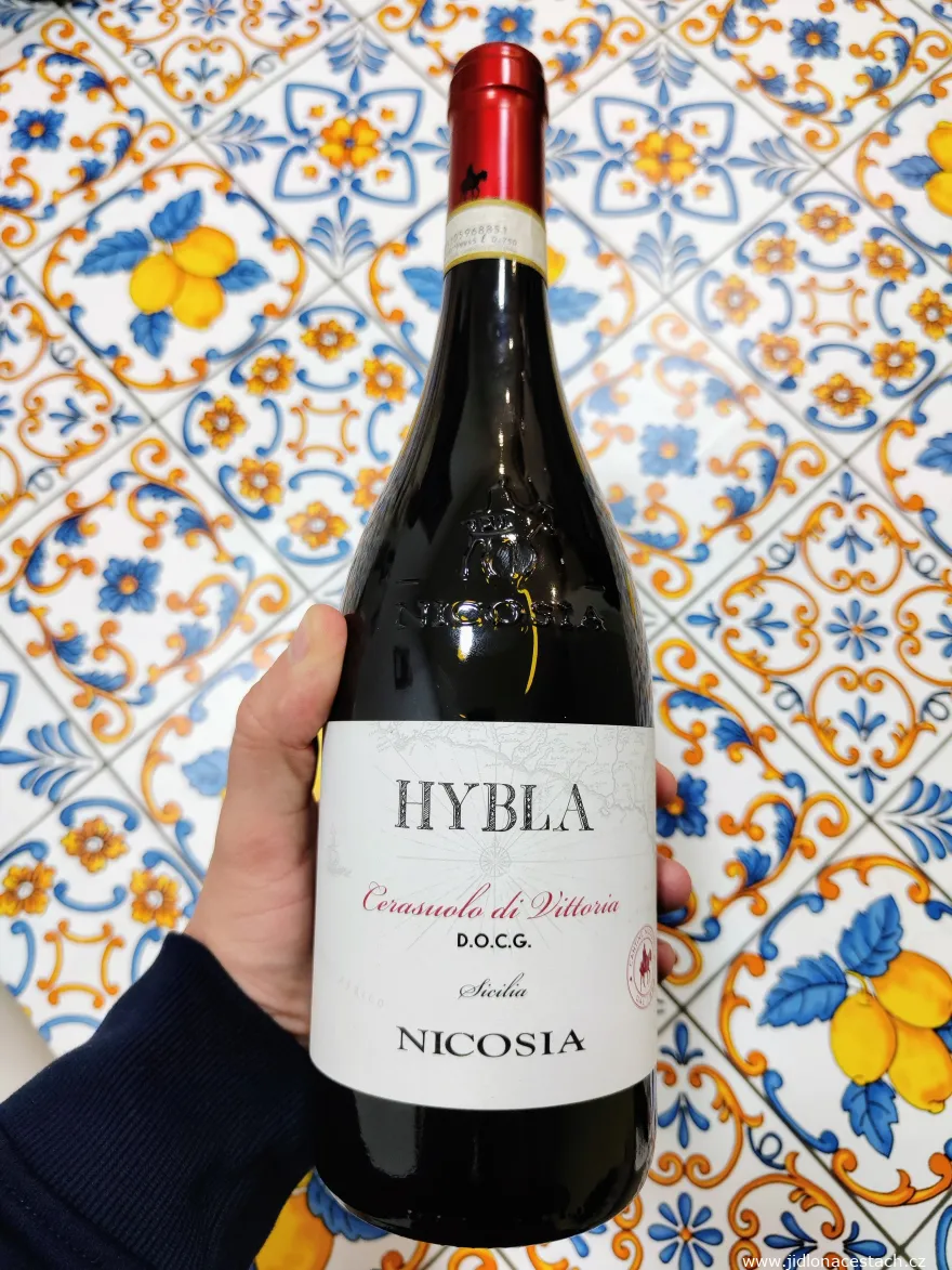 A bottle of Cerasuolo di Vittoria Hybla from the Nicosia winery.