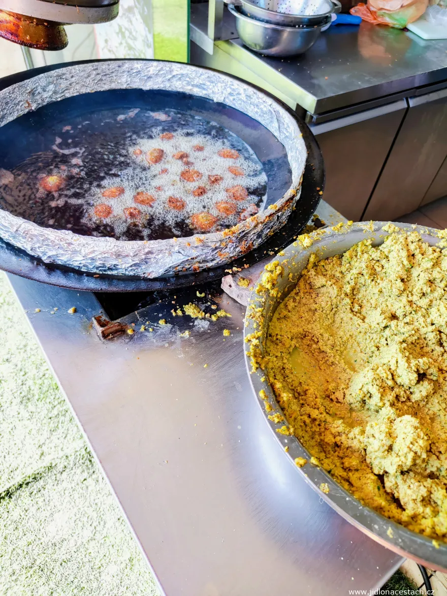 Preparing falafel