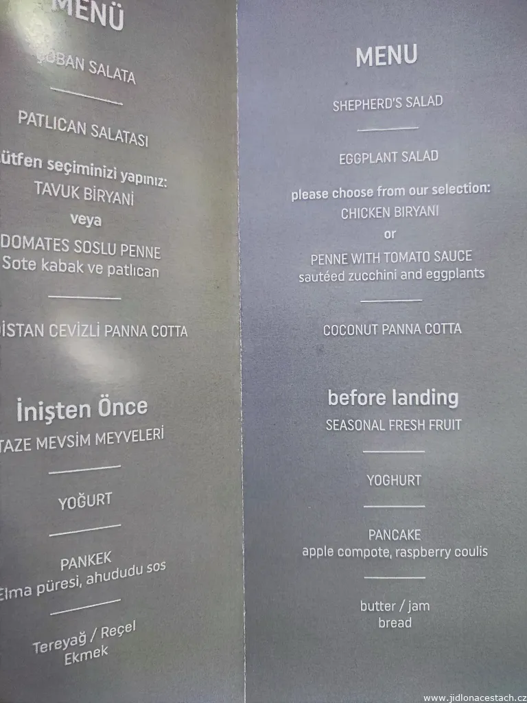 Palubné menu je na dlhých letoch Turkish Airlines vytlačené, vopred tak viete, na čo sa môžete tešiť.
