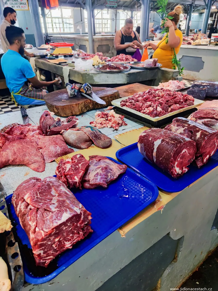 Meat hall at Port Louis market