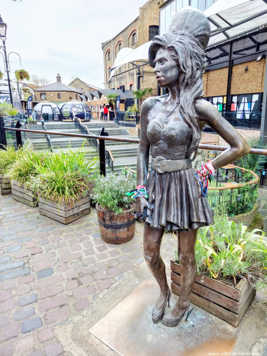 Amy Winehouse statue at Camden Market.