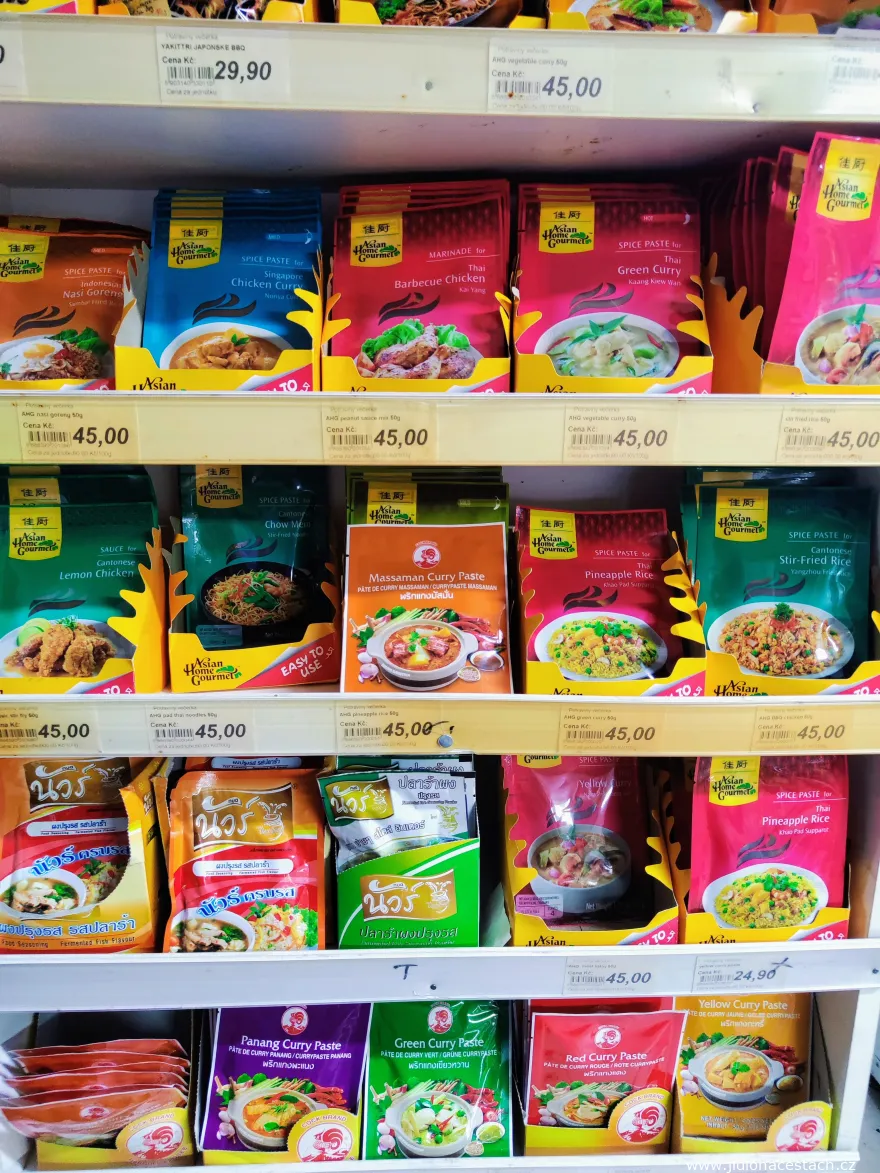 Selection of Asian Home Gourmet pastes on Zlatnická street. Selection of Asian Home Gourmet pastes on Zlatnická street.