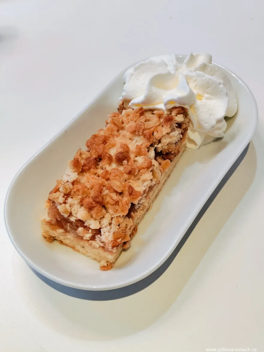 IKEA Restaurant: apple cake with whipped cream. IKEA Restaurant: apple cake with whipped cream.
