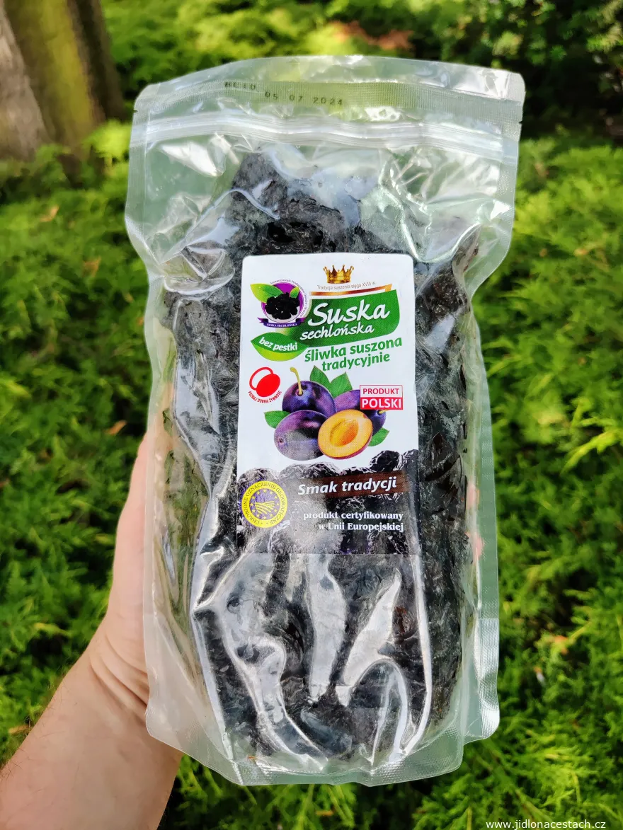 Suska sechlońska: polnische Pflaumen (ohne Stein), rauchgetrocknet, 1-kg-Packung.
