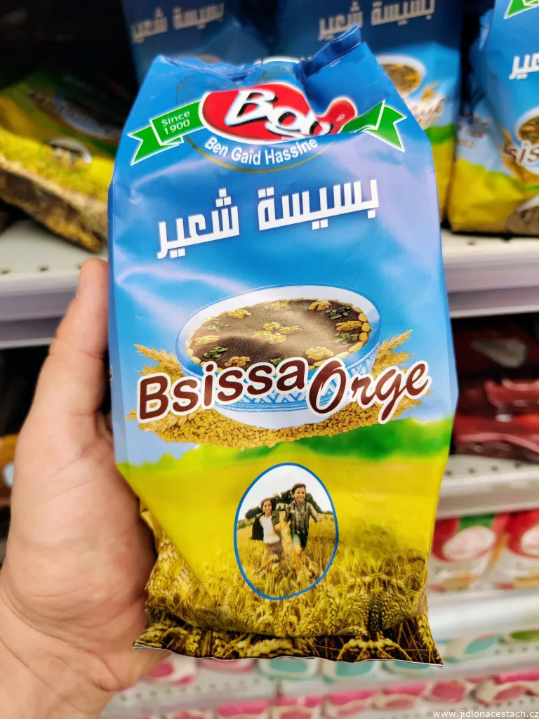 Bsissa als Pulver, wie sie im tunesischen Supermarkt verkauft wird. Bsissa als Pulver, wie sie im tunesischen Supermarkt verkauft wird.