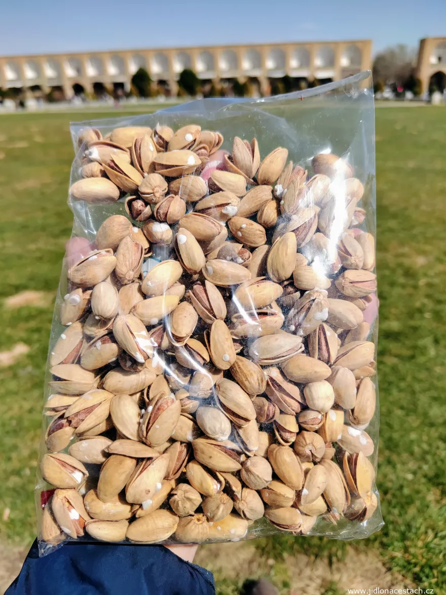 Lightly salted akhbari pistachios purchased from one of the renowned vendors in Esfahan. The white dots are salt. Lightly salted akhbari pistachios purchased from one of the renowned vendors in Esfahan. The white dots are salt.