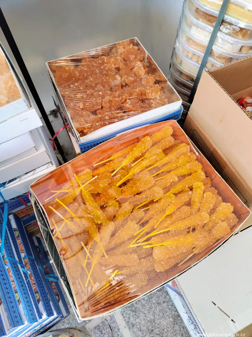 Packaged nabat sticks and crystallized sugar in an Iranian supermarket. Packaged nabat sticks and crystallized sugar in an Iranian supermarket.