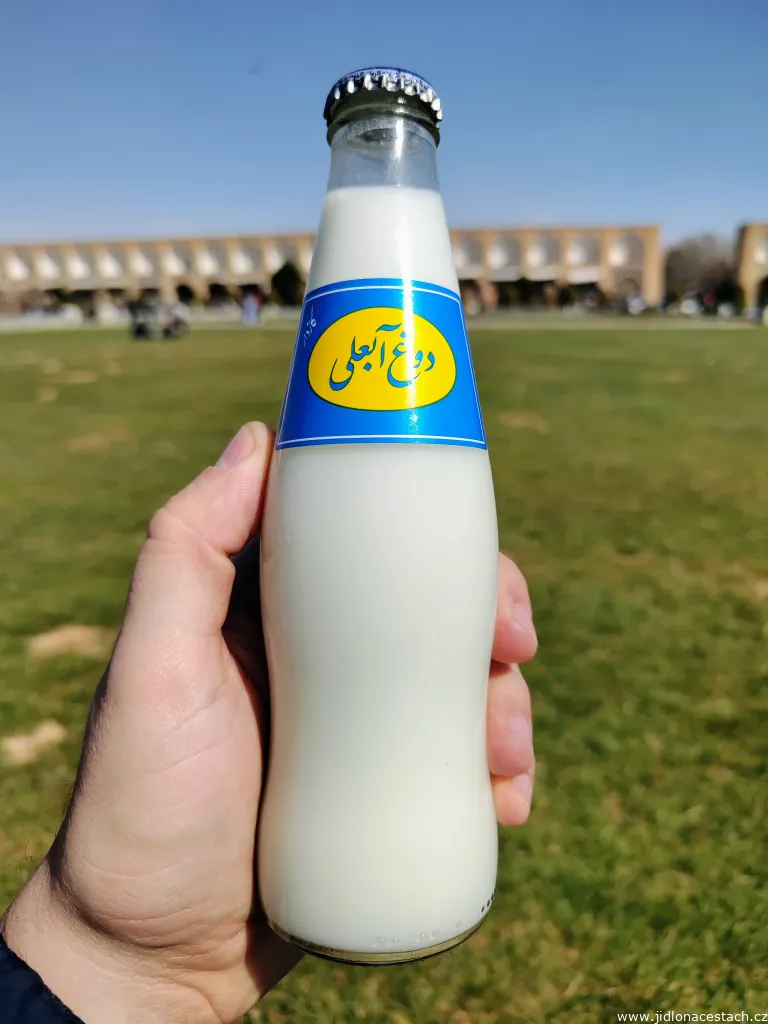 Doogh in a bottle from the Zam zam company. In this case, mint is absent.