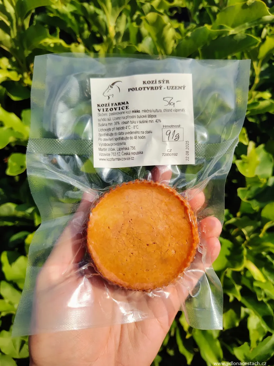 Ziegenfarm Vizovice: geräucherter Ziegenkäse (56 CZK/2,20 EUR).