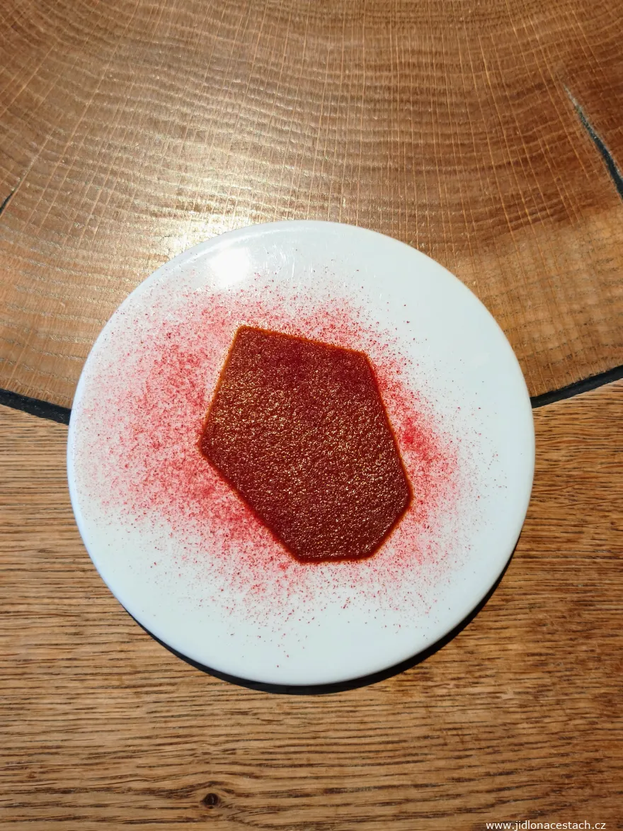 La Degustation Bohême Bourgeoise Restaurant, amuse-bouche: tomato sauce.