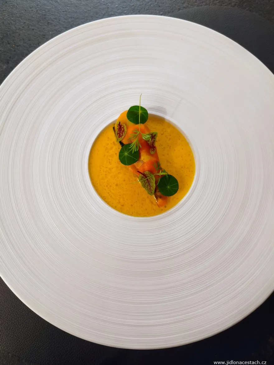 Papilio Restaurant: carrot, miso, pistachios, tarragon.