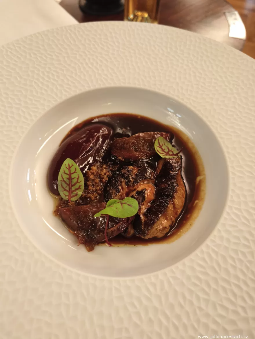 Grilled duck foie gras: the second course of the menu. Grilled duck foie gras: the second course of the menu.