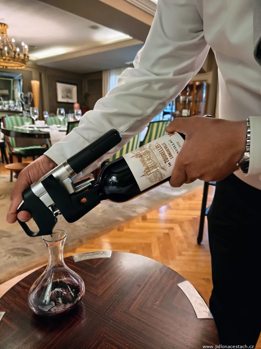 Coda: decanting the Pauillac through a Coravin.