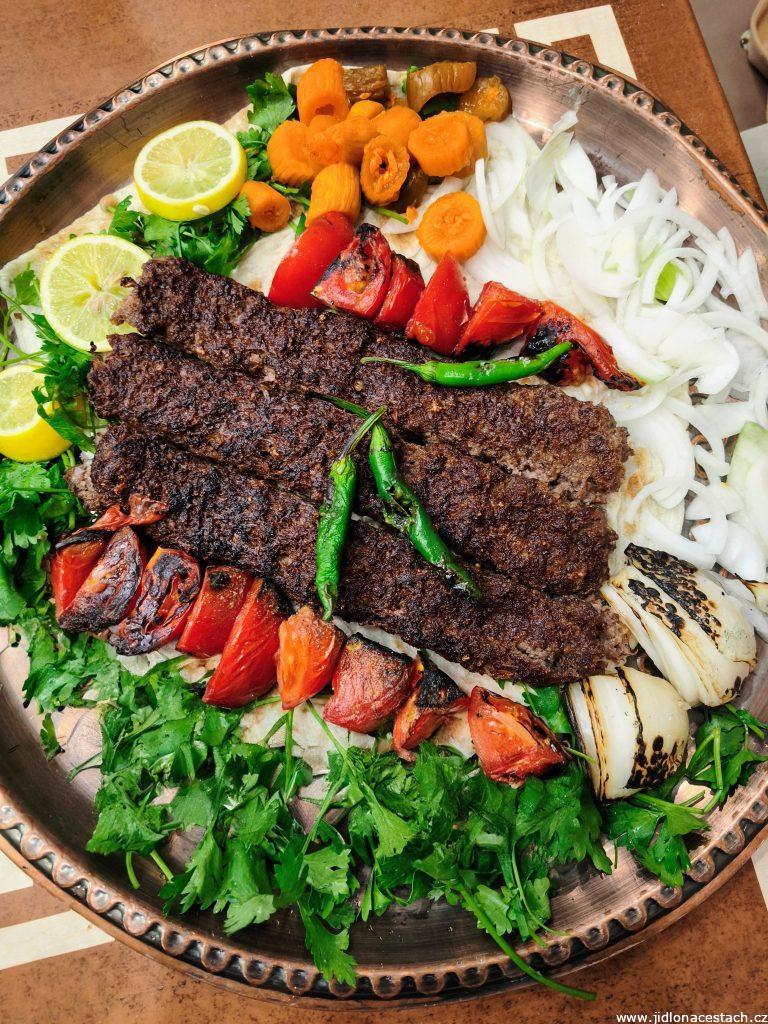 Typical Iraqi food: lamb kebab.