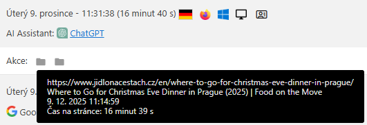 Foreign visitor who came to my website from ChatGPT, where they were looking for a tip on where to go for Christmas Eve dinner in Prague (December 2025).