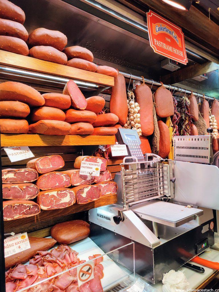 Turkish specialized shop with pastırma.